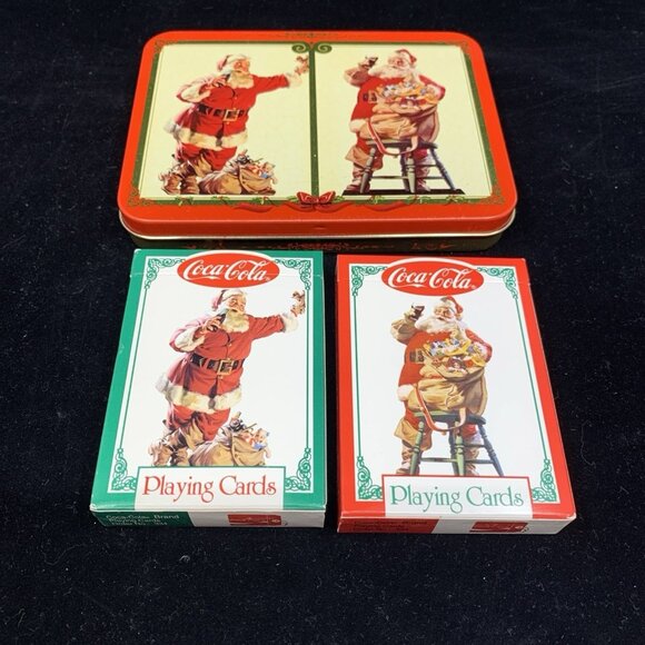 2 Coca-Cola Christmas Nostalgia Playing Cards 2008 1994 LE Keepsake Tins NOS Vtg - Picture 7 of 13